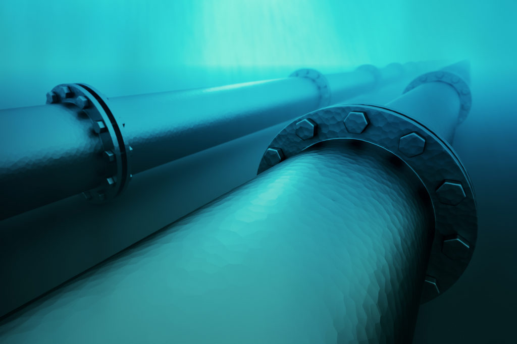Pipeline under the sea. Photo.